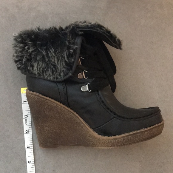 Black Wedge Booties - Picture 5 of 8